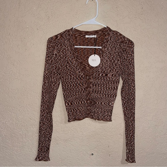 NIA | NWT! CROPPED CARDIGAN - SPACE DYE SIZE: XS - Picture 2 of 7